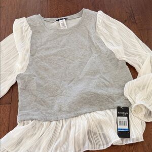 Bebe Kids' Gray Top with White Sheer Sleeves